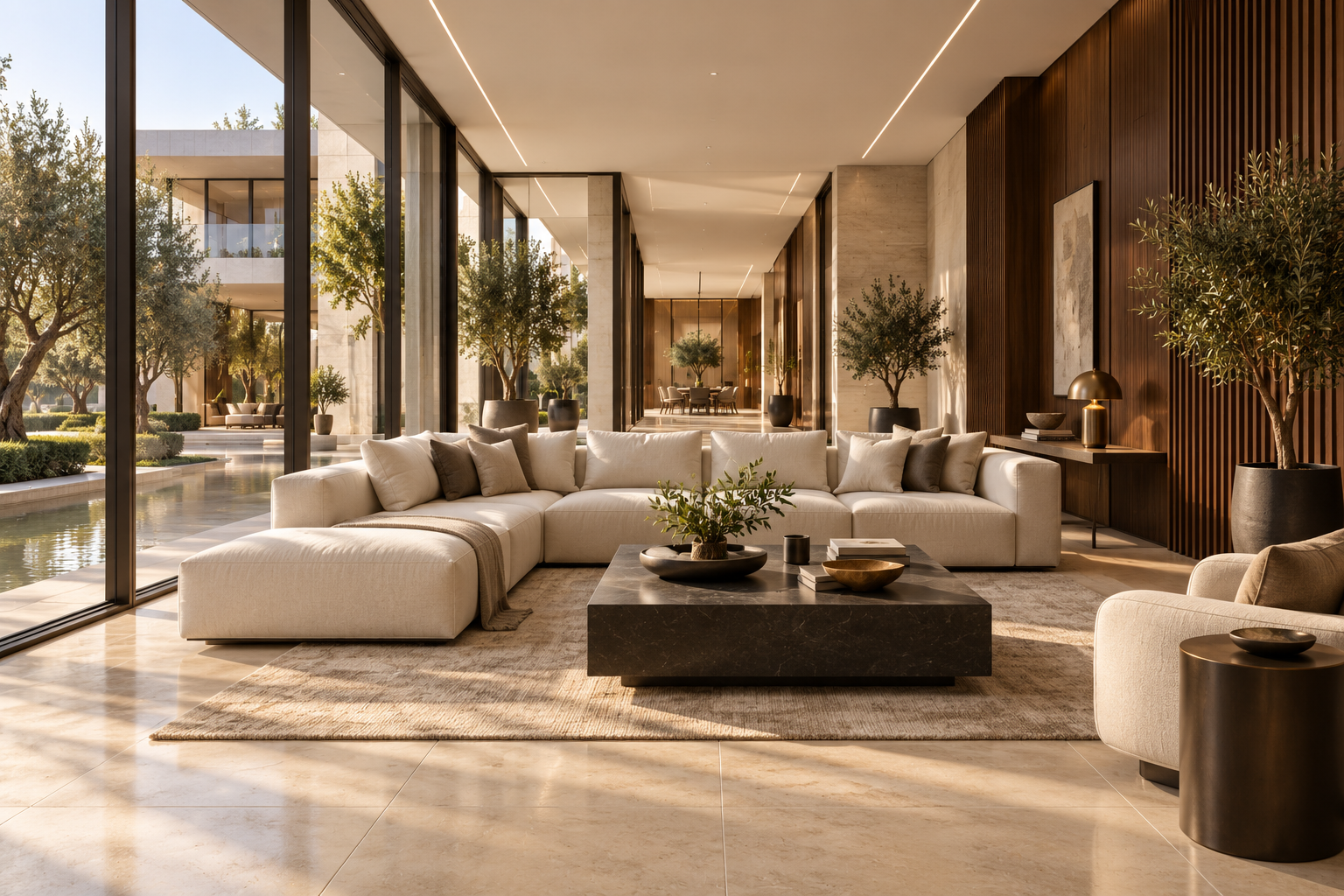 Light-filled interior opening onto a landscaped courtyard